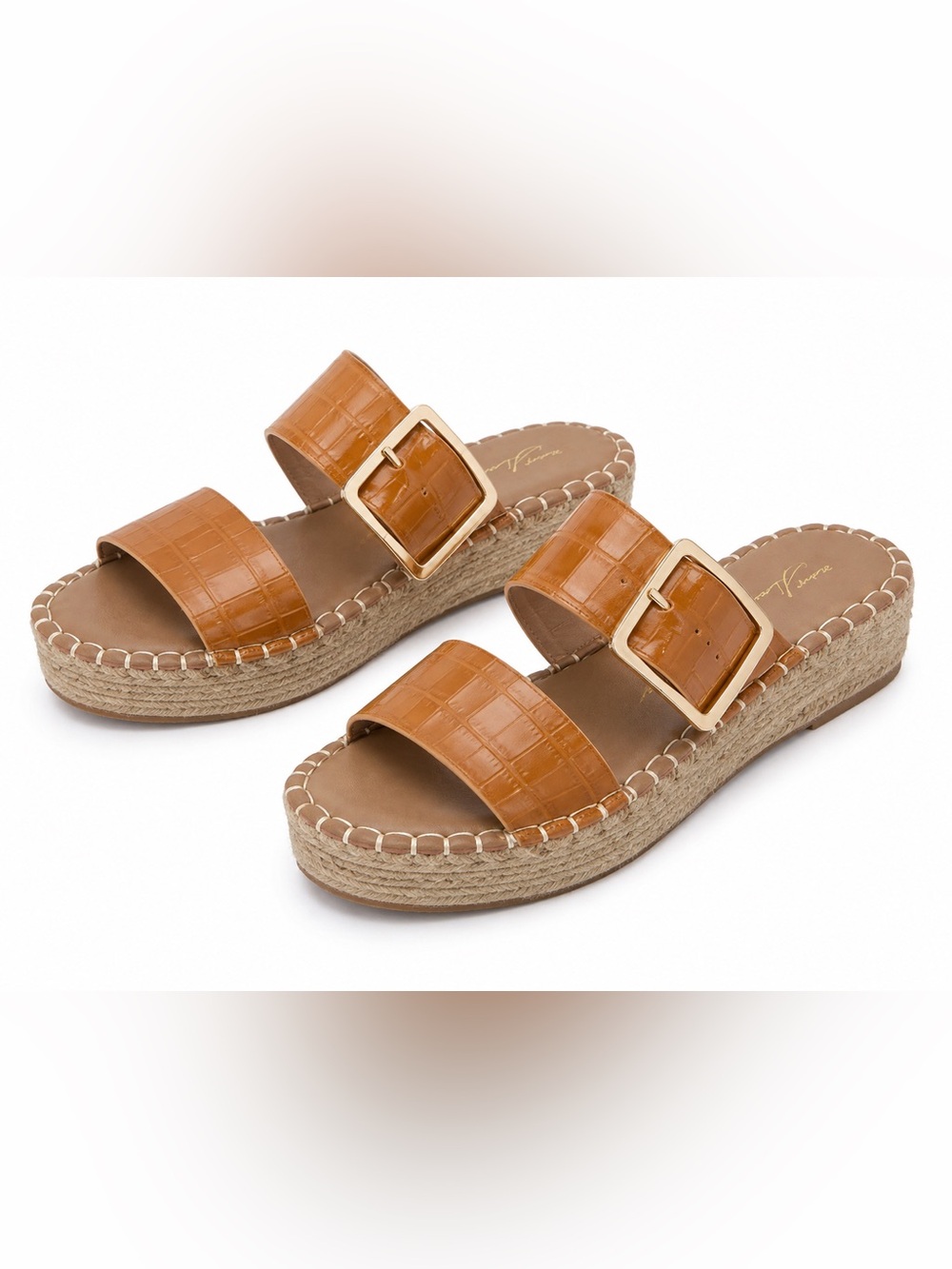 244. Vintage Havana Women's Tan Espadrille Slide Sandals with Buckle